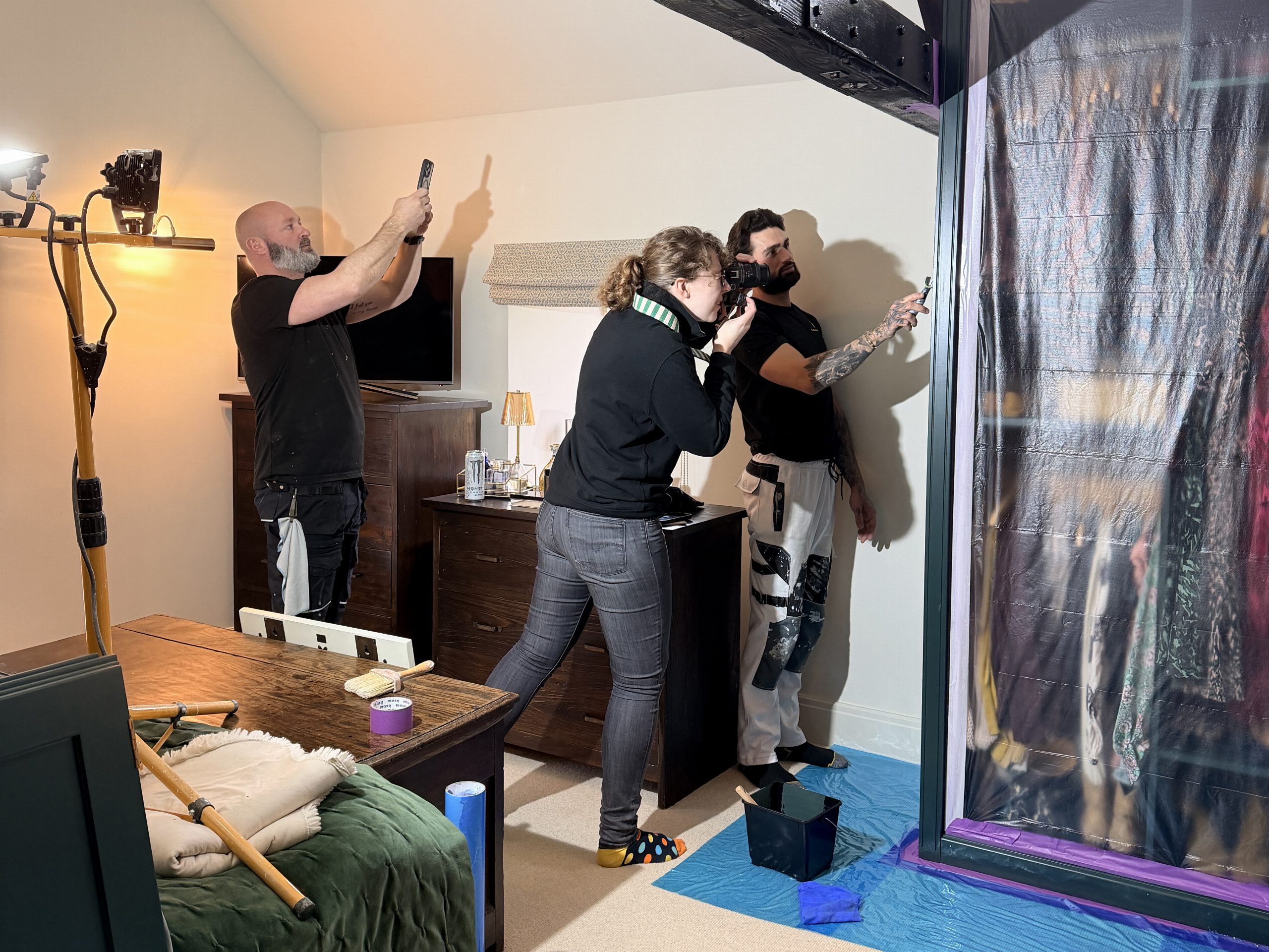 Big Reputation team filming a Caparol content day on site