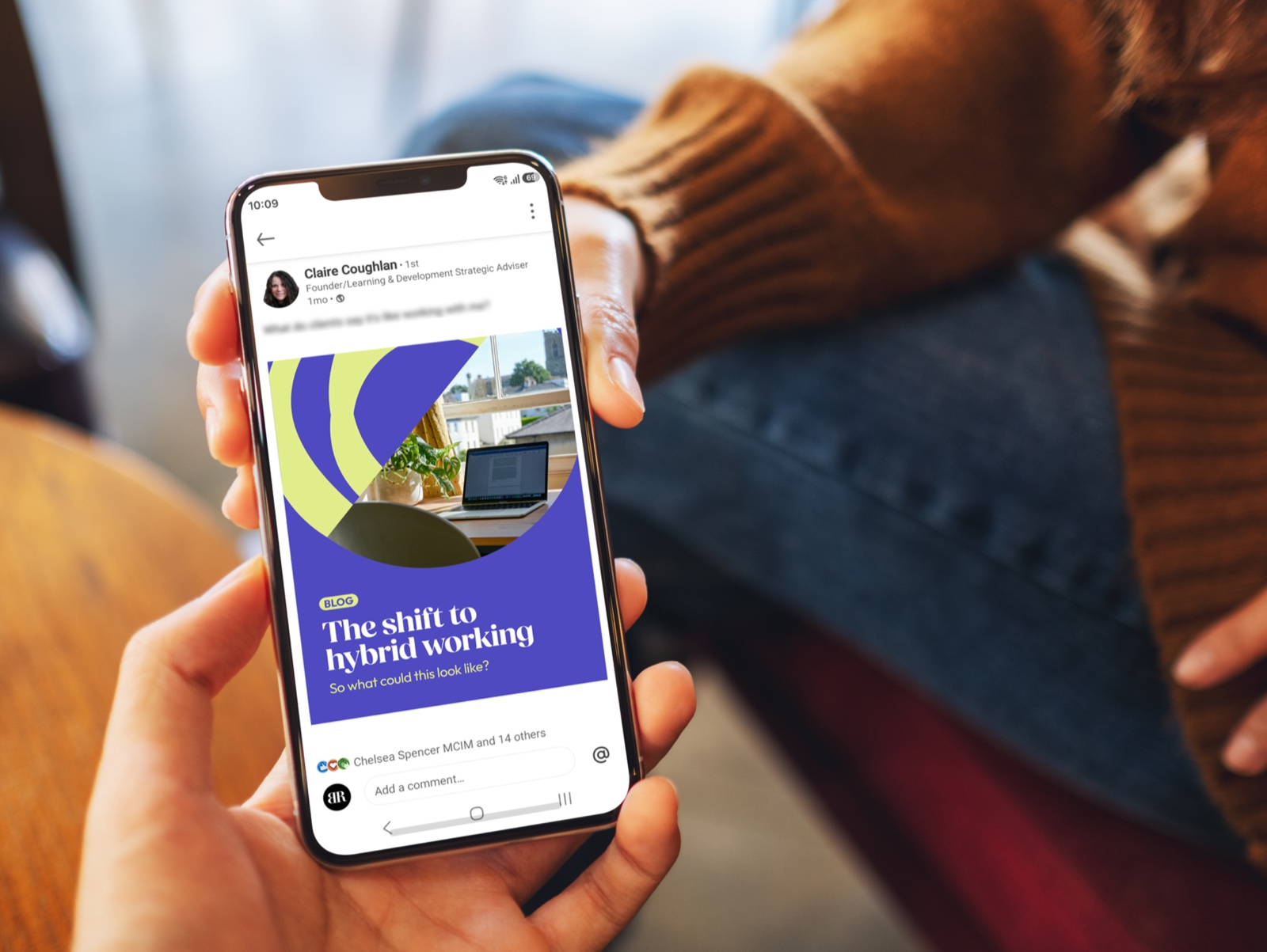 A phone showing a Beyond blog post shared on LinkedIn
